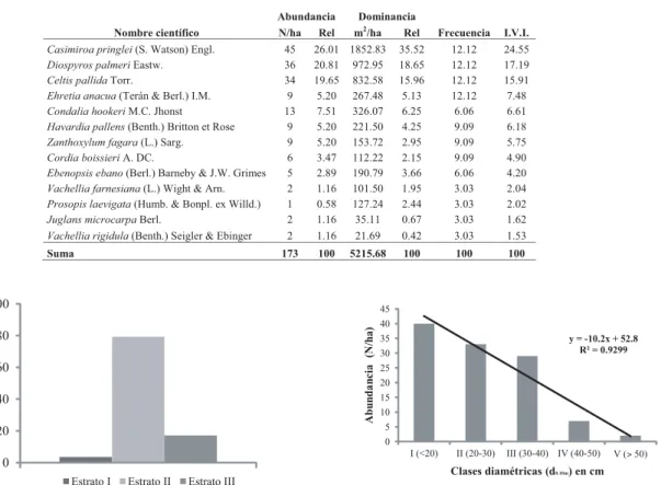 Fig. 3. Distribución vertical de las especies en el área de estudio.