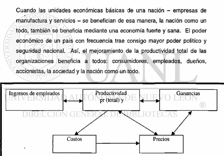 Figura 2.4 El modelo de beneficios de la productividad. 