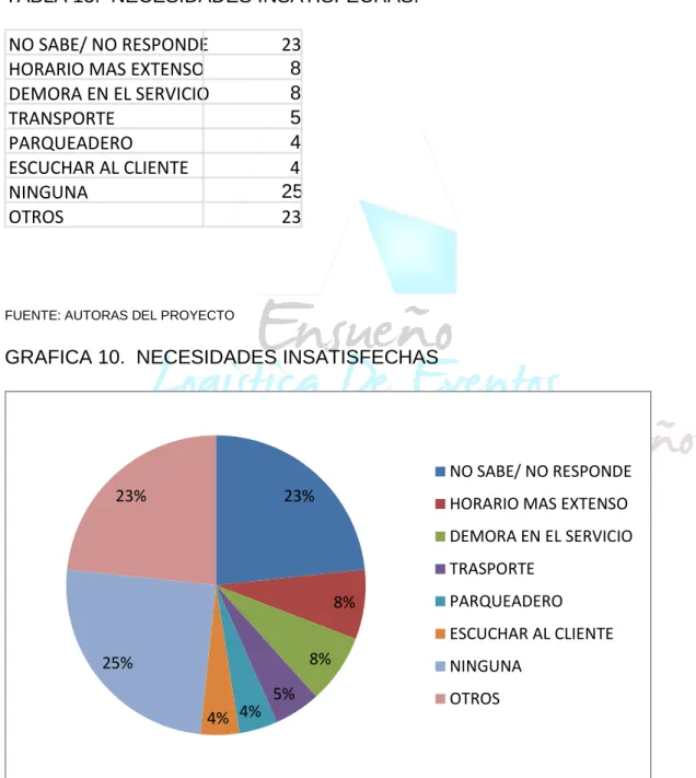 TABLA 13.  NECESIDADES INSATISFECHAS. 