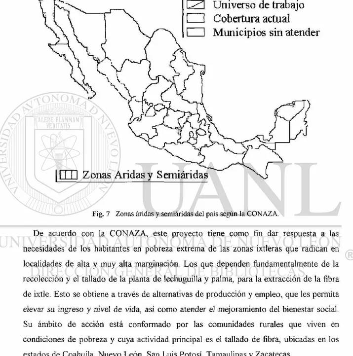 Fig. 7 Zonas áridas y semiáridas del país según la CONAZA. 