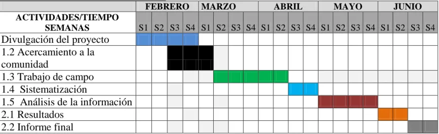 TABLA 2. Cronograma de actividades 