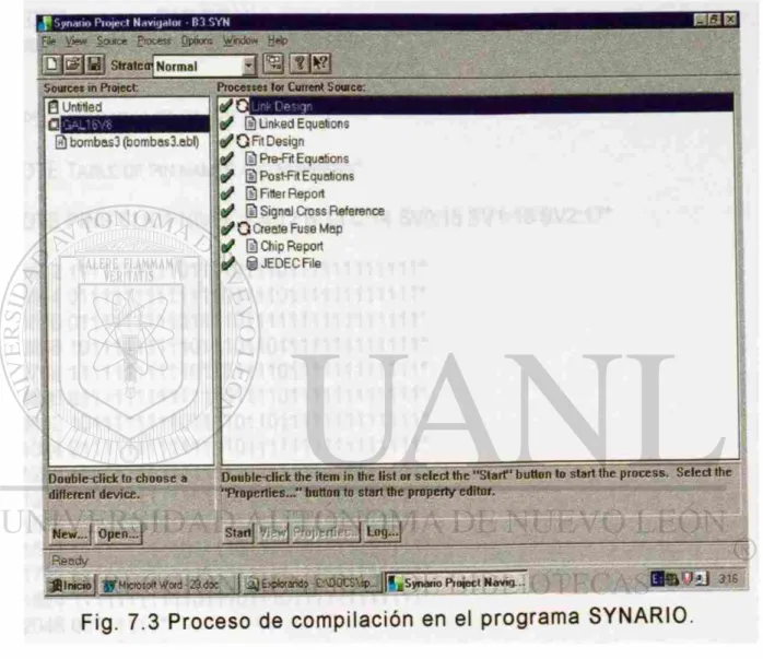 Fig. 7.3 Proceso de  c o m p i l a c i ó n en el  p r o g r a m a  S Y N A R I O . 