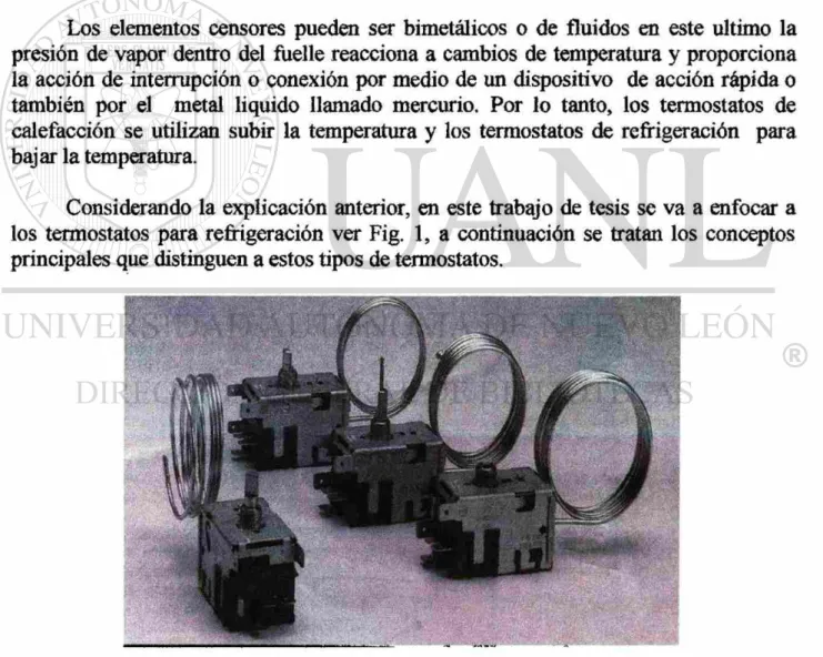 FIG. 1 Termostatos para refrigeración. 