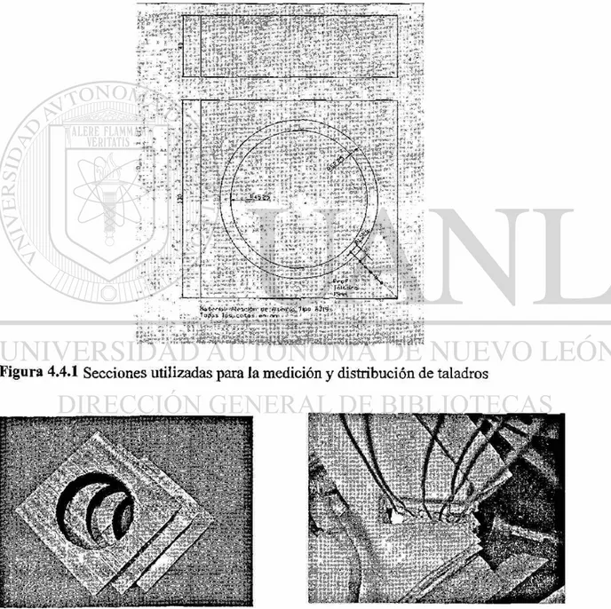 Figura 4.4.1 Secciones utilizadas para la medición y distribución de taladros 