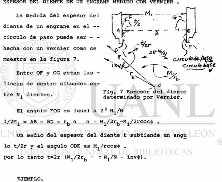 Fig. 7 Espesor del diente  determinado por Vernier. 