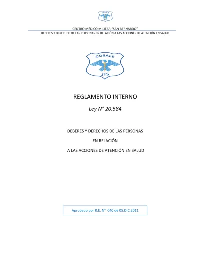 Reglamento Interno Ley N Deberes Y Derechos De Las Personas En RelaciÓn A Las Acciones De 4527