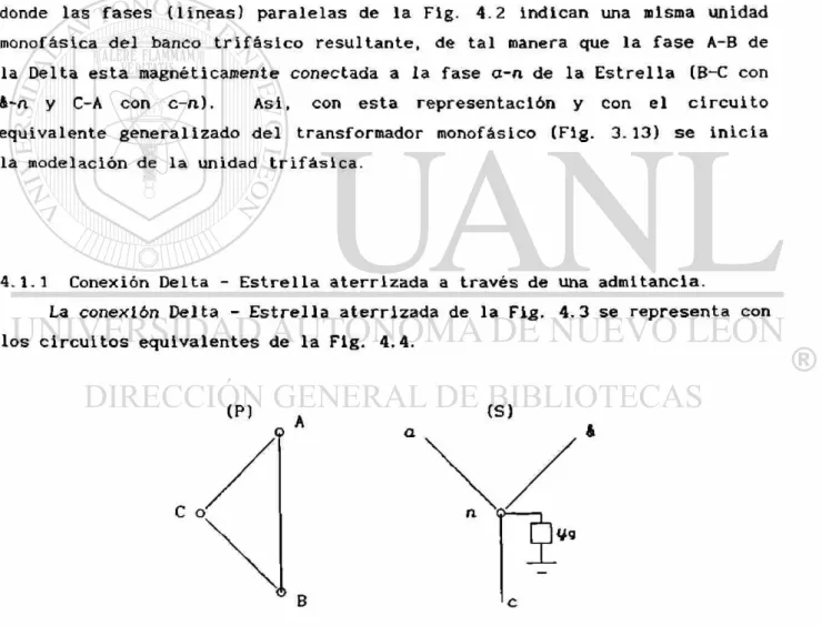 Fig. 4.3 Representación de la conexion trifásica. 