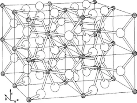 Figura 1.2: Estructura cristalina del SnO 2 . Las esferas texturizadas representan a los