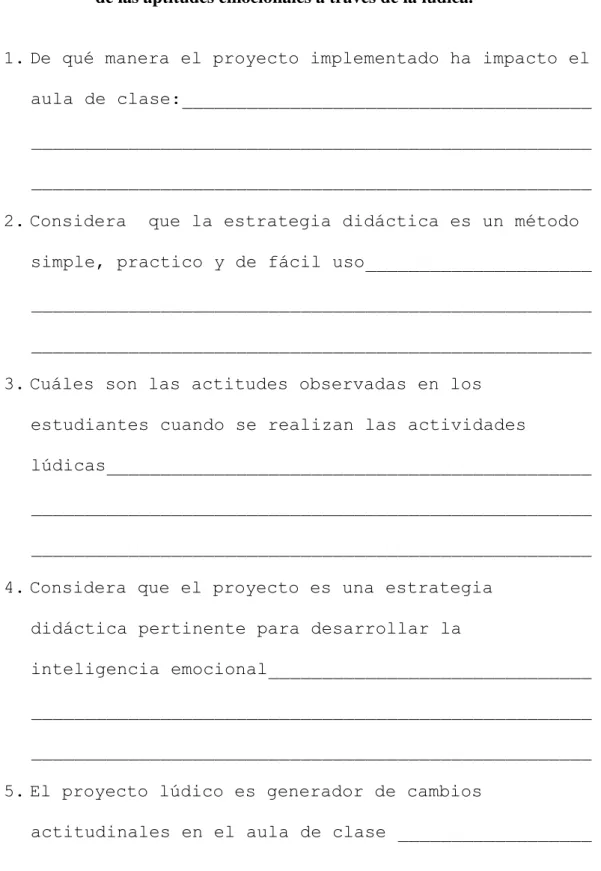 Tabla 5 EVALUACION PROYECTO LUDICO