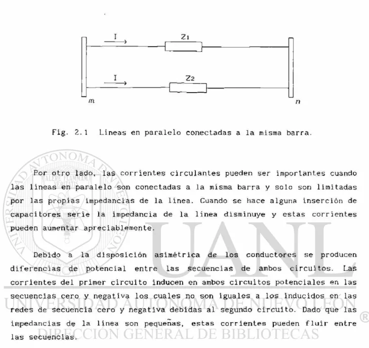 Fig. 2. 1 Lineas en paralelo conectadas a la misma barra. 