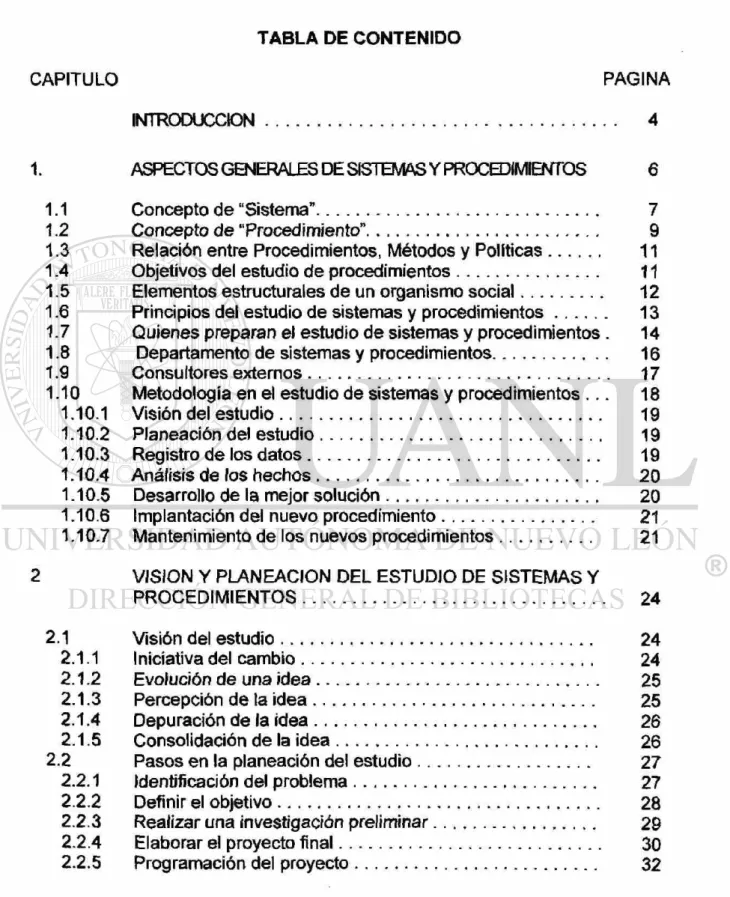 TABLA DE CONTENIDO 