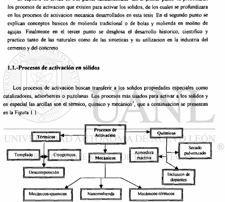 Fig 1.1.- Clasificación de los procesos de activación 