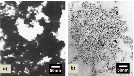 Figura 10. Imagen reproducida de a) nanopartículas no recubiertas y b) nanopartículas  estabilizadas de PbS-AO