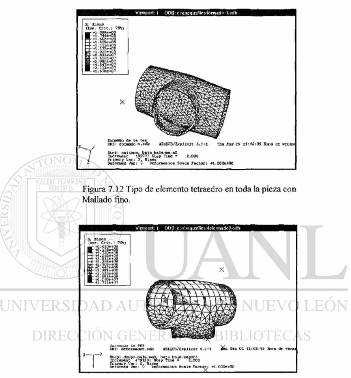 Figura 7.12 Tipo de elemento tetraedro en toda la pieza con  Mallado fino.  5, Bises  [Ave