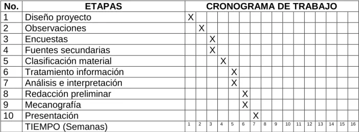 Tabla 2.  Grafica de Gantt 