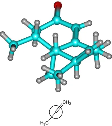 Figura  1.1.    Estructura de  difracción  de rayos X  de  la  nootcatona  vista a  lo  largo  del 