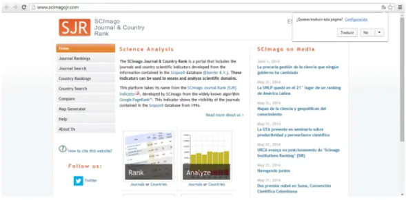 Figura 3.15. Acceso a SJR (Scimago Journal Rank) 
