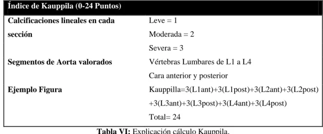 Tabla VI: Explicación cálculo Kauppila. 