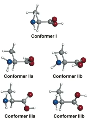 Figura 4: Confórmeros de la alanina más bajos en energía. (Figura tomada de la ref. [11]) 