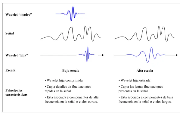 Fig. 17: Esquema proceso de escalado y traslación de las Wavelet “hijas”. 