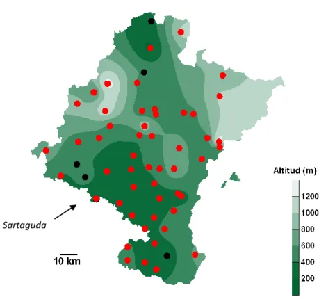 Figura 2. 4. Distribución de las estaciones automáticas en la provincia de Navarra