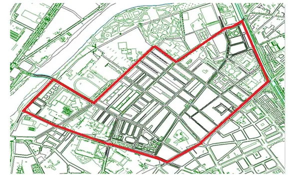 Ilustración 3.2-1: Delimitación de la zona de estudio. Fuente:  Ayuntamiento de Valladolid