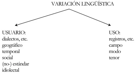 Figura 3: Esquema de la variación lingüística en sus dos dimensiones: 