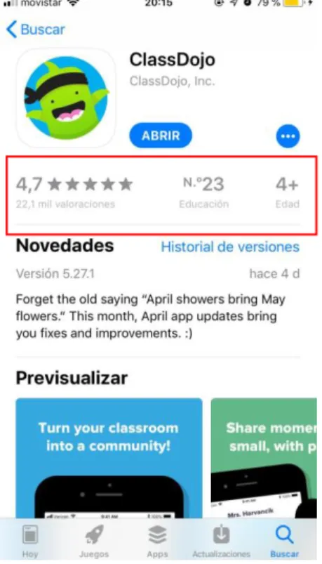Fig. 2: previsualización de la app en la tienda de descargas de iOS. 
