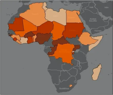 Tabla 4.1. Países africanos con más número de golpes de Estado  PAÍS GOLPES DE ESTADO  ÚLTIMO GOLPE  GUINEA - BISSAU  5 2012 