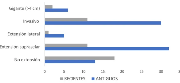 Figura 6: Diferencias en las características radiológicas del adenoma en porcentajes 