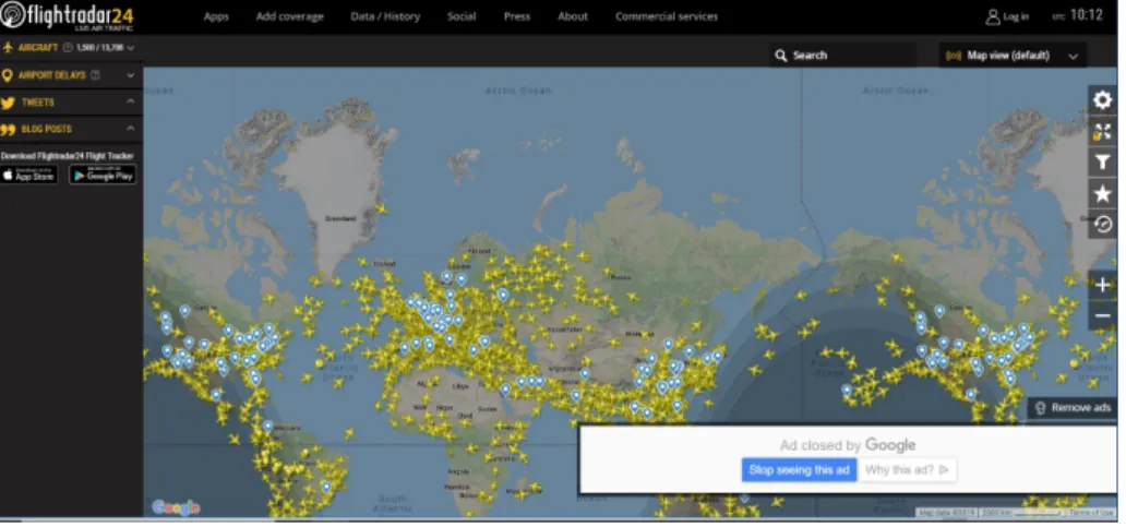 Figura 3.11: Cuadro de mandos Flightradar24