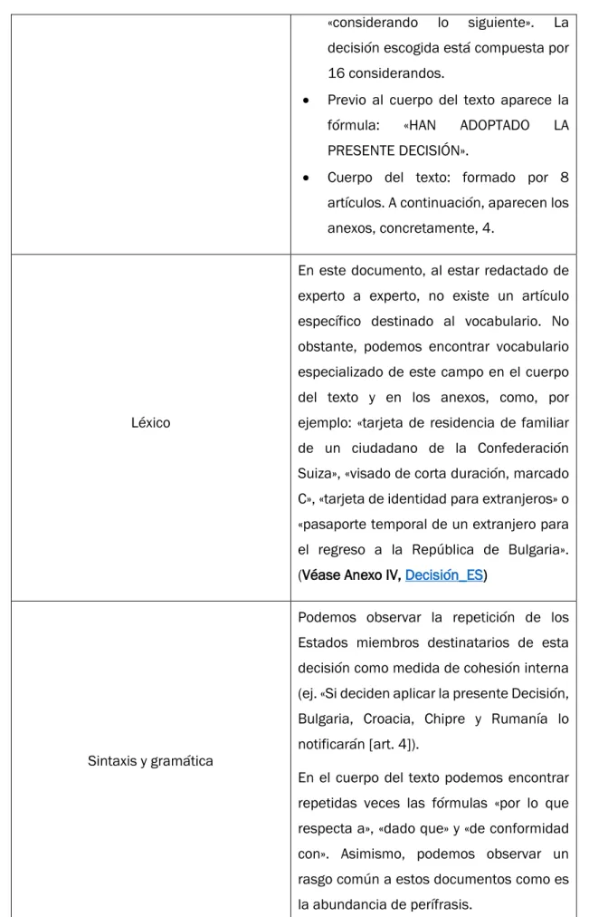 Tabla 4. Características de la Decisión nº 565/2014/UE del PE y del Consejo.  