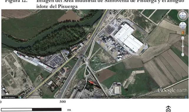 Figura 12.  Imagen del Área industrial de Santovenia de Pisuerga y el antiguo  islote del Pisuerga 