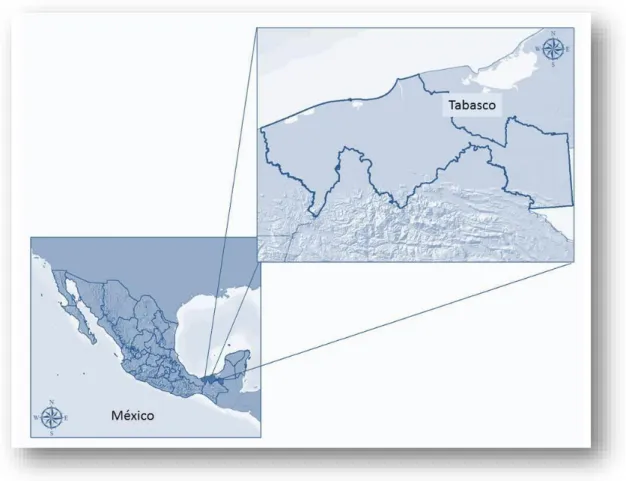 Figura 1.1. Mapa de localización del estado de Tabasco, México.  