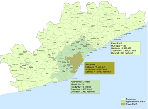 Mapa 6. Límits de la primera corona i de la RMB 
