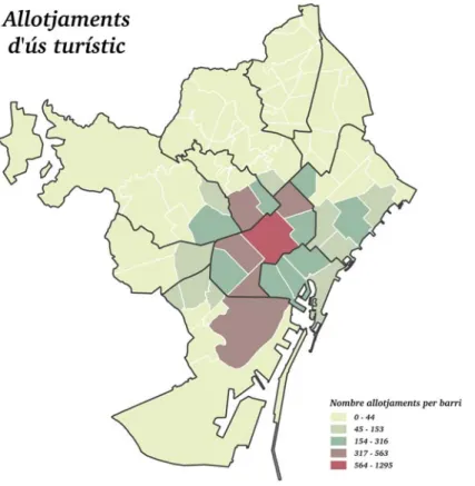 Mapa 10. Distribució per barris dels HUT 