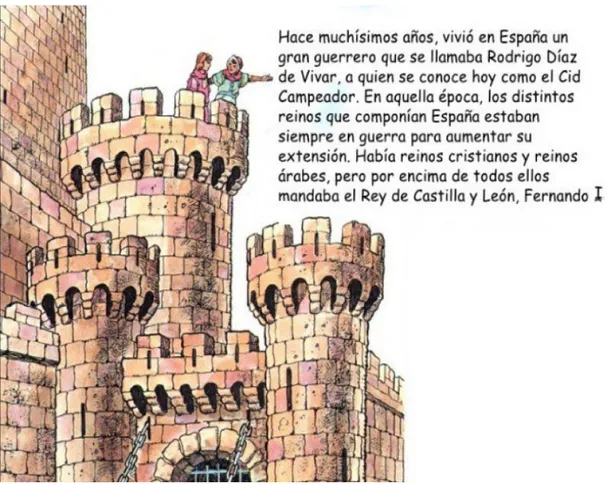 Ilustración 5: Segunda página del cuento creado para trabajar la historia de El Cid 
