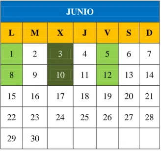 Tabla 4. Temporalización (elaboración propia). 