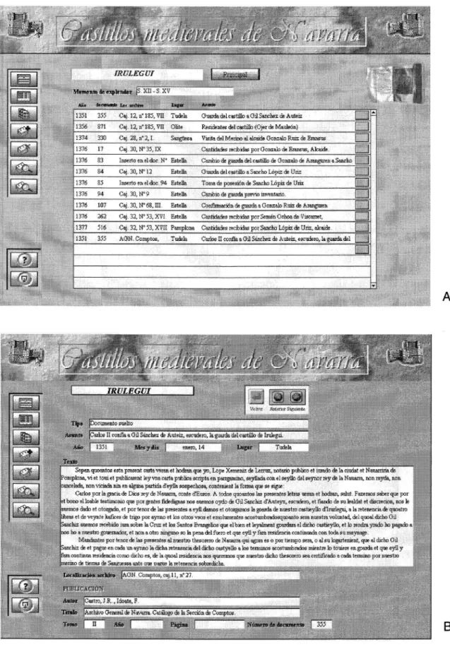 Figura 11 .-A -Base  d e datos documental.  L i s t a d o  d e documentos relacionados con la fortificación.