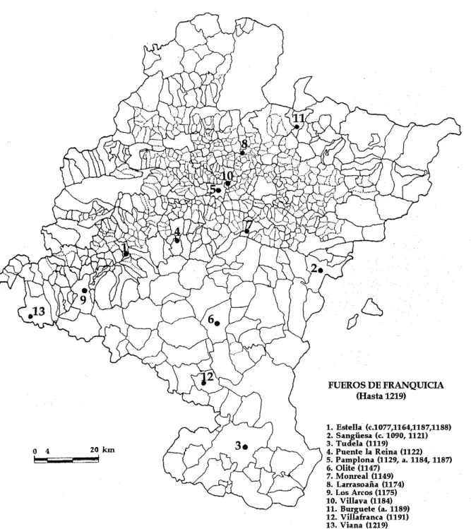 Figura 3: El proceso de urbanización (c. 1077-1219). Fuente: A. J. Martín Duque, El Camino de  Santiago y la articulación, p