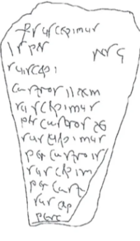 Figura 4. Tablilla visigoda en la que se repite la frase per castros... suscepimus. (Tomado Velázquez Soriano, 1989, n