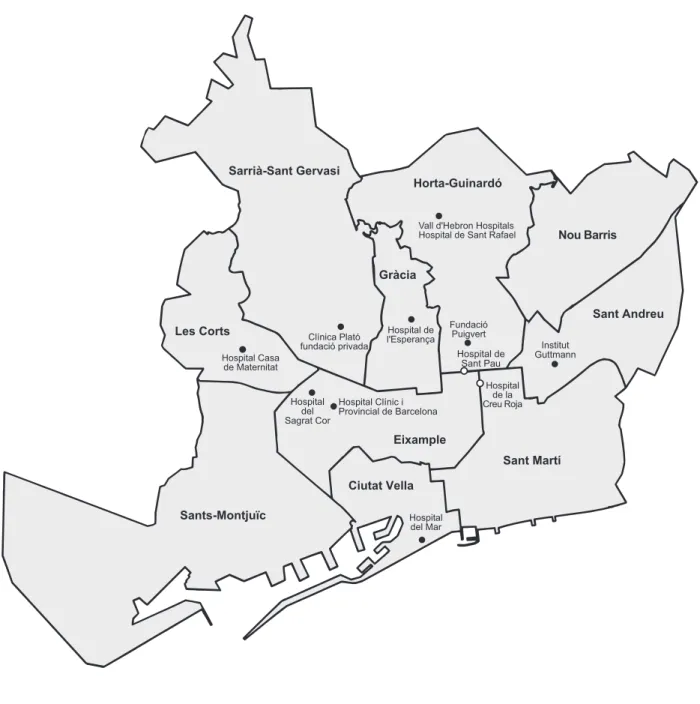 Mapa dels hospitals de la XHUP