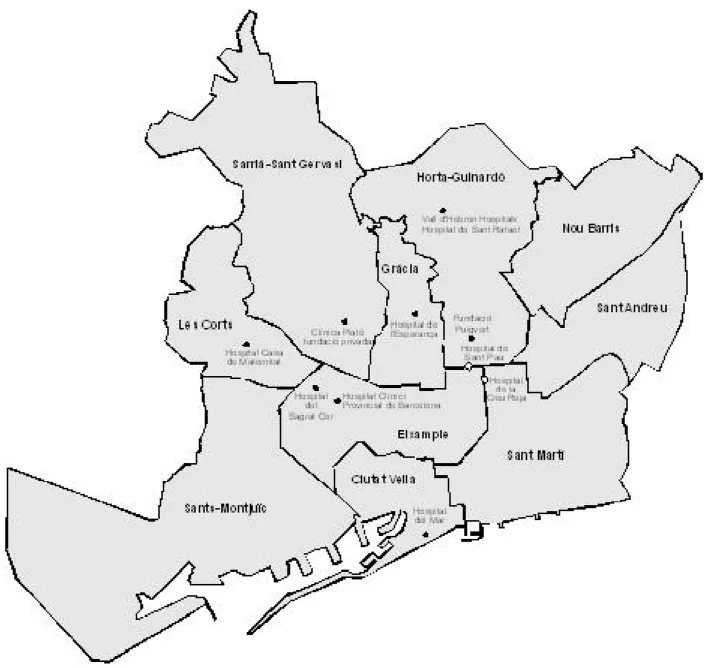 Mapa dels hospitals de la XHUP