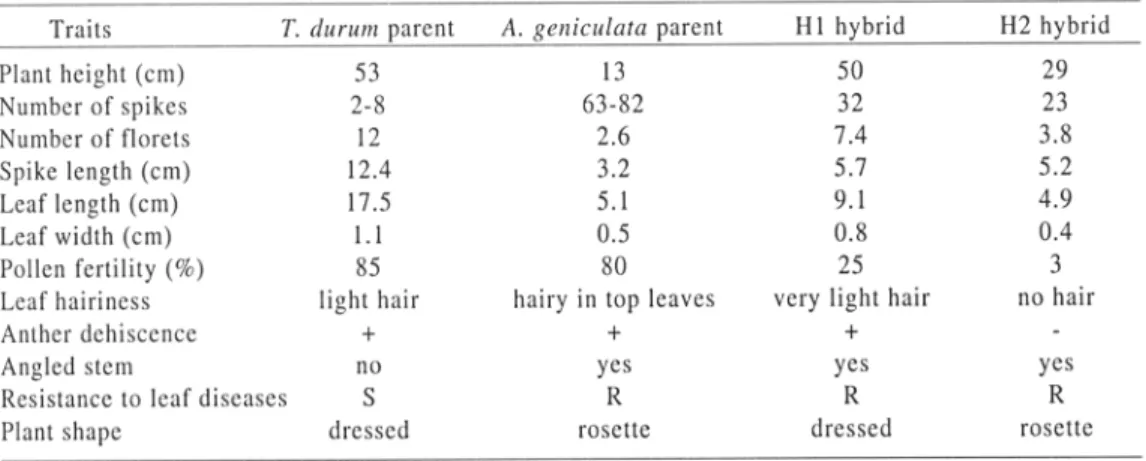 Table 3: Comparison between hybrids and their parents.