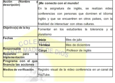 Figura 2. Ejemplo de presentación de una actividad en el plan de formación ciudadana 