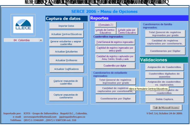 Gráfico 1. Panel principal del software de captura de datos 