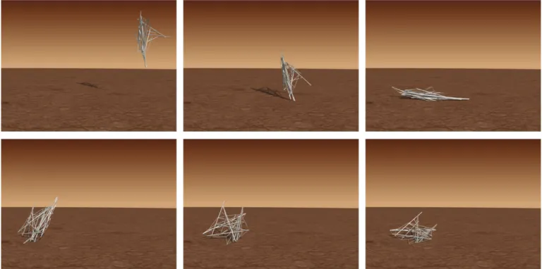 Figure 8: Landing sequence of the best tensegrity structure with direct encoding.