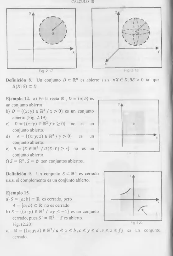 Fig.  (2.20) c)   M  =  {(x; y; z )  E  R 3/  a < x < b , c < y < d , e < z < f }   es  un  conjunto  cerrado