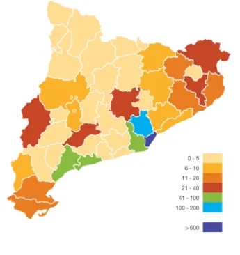 Mapa 1: Mapa de participació en el Panoràmic 2016  (per comarques)