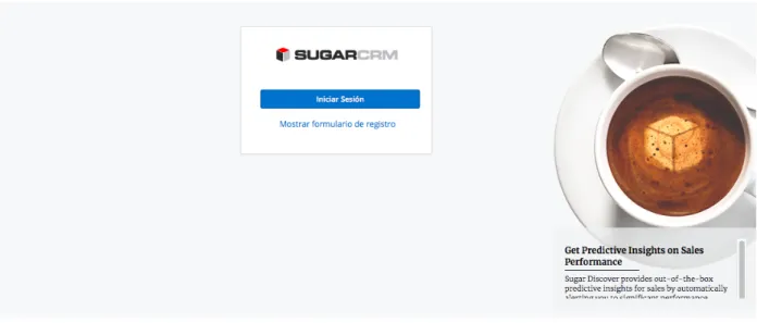 Figura 7. Visualización de la plataforma CRM SUGAR 